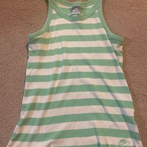 Nike green & white stripe tank
